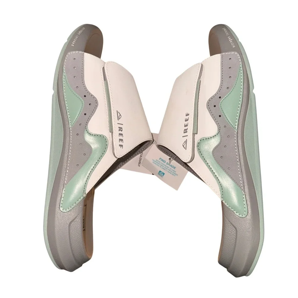 NEW Reef Swell Cruiser Slide Mens 11 Sandals Grey Green CJ6222 Nitrogen Infused